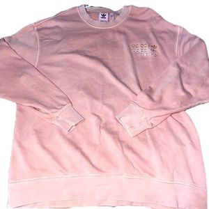 Light Pink Adidas Triple Logo Embroidered Pullover Crewneck